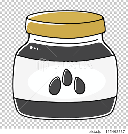 ゆるめシンプルな瓶のゴマジャム　ベタ塗り 135492287
