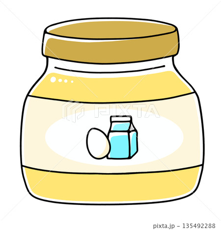 ゆるめシンプルな瓶のカスタードクリーム　ベタ塗り 135492288