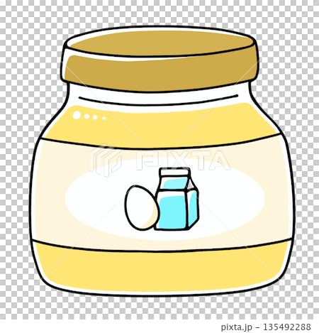 ゆるめシンプルな瓶のカスタードクリーム　ベタ塗り 135492288