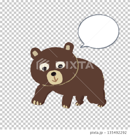吹き出し付き歩くくまのイラスト｜かわいい注意・案内素材 135492292