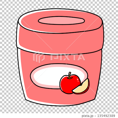 A simple cup filled with apple jam 135492389