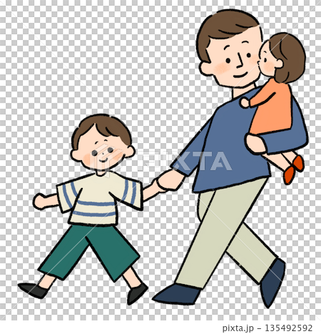 走路的父母和孩子 135492592