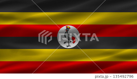 Ugandan flag with fabric texture. Realistic flag of Uganda waving Ugandan flag with fabric texture. Realistic flag of Uganda waving 135492796