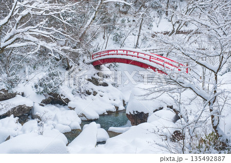 夕森渓谷（冬）：もみじ橋 135492887