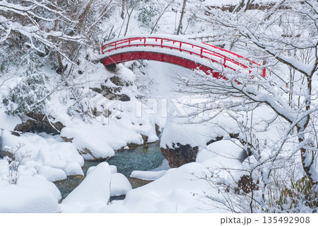 夕森渓谷（冬）：もみじ橋 135492908