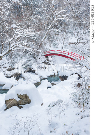 夕森渓谷(冬):もみじ橋 夕森渓谷(冬):もみじ橋 135492918