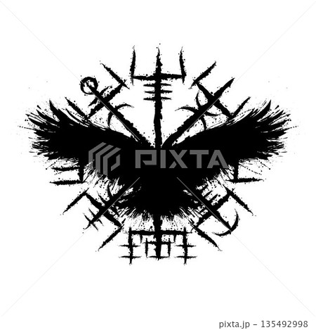Black grunge vegvisir raven 135492998