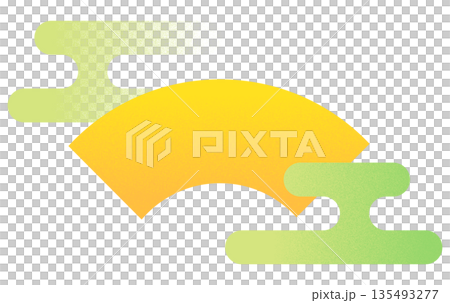 復古邊框，飾以扇子和雲朵，扁平化設計 135493277