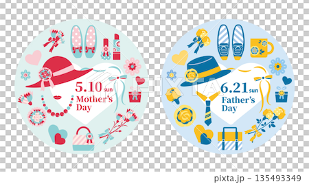 [2026] Mother's Day/Father's Day illustration set, circular 135493349