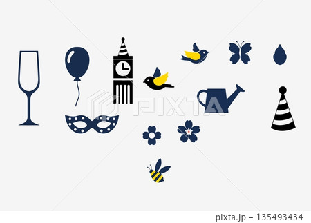 set of abstract colorful snowflake logo icons 135493434