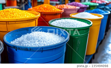 Plastic Raw Materials in Factory Storage 135494098