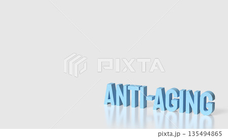 Anti Aging Concept with Blue 3D Typography on Minimal Background 3d render. 135494865