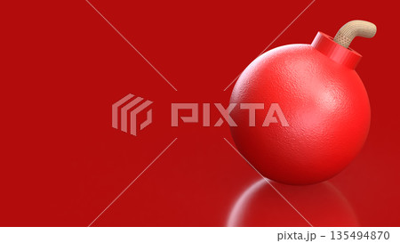 Red Bomb Representing Imminent Danger and High Risk Crisis Concept 3d render. Red Bomb Representing Imminent Danger and High Risk Crisis Concept 3d render. 135494870