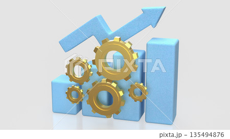Business Performance Optimization Concept with Gears and Growth Chart 3d render. 135494876