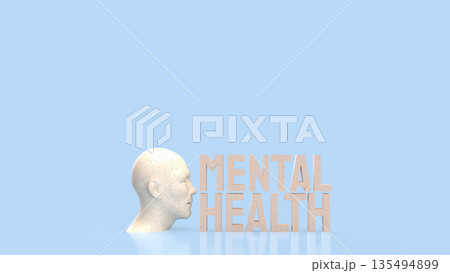 Mental Health Awareness Concept with Human Mind and Wellbeing Focus 3d render. 135494899