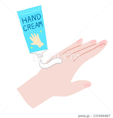 ハンドクリームを手に塗っているイラスト 135494967