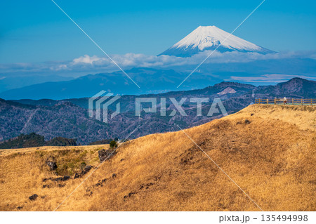 大室山登山リフト 山頂からの大室山と富士山【静岡県伊東市】 135494998