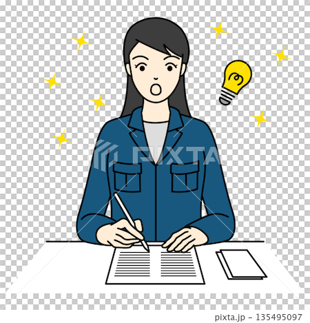 一位身著工作服的女工程師提出了改進工作的想法和方法 135495097