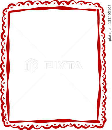 Whimsical Handdrawn Heart Border Rectangle Frame Outline with Lace Scalloped Edges. Whimsical Handdrawn Heart Border Rectangle Frame Outline with Lace Scalloped Edges. 135495108