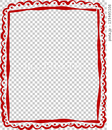 Whimsical Handdrawn Heart Border Rectangle Frame Outline with Lace Scalloped Edges. Whimsical Handdrawn Heart Border Rectangle Frame Outline with Lace Scalloped Edges. 135495108