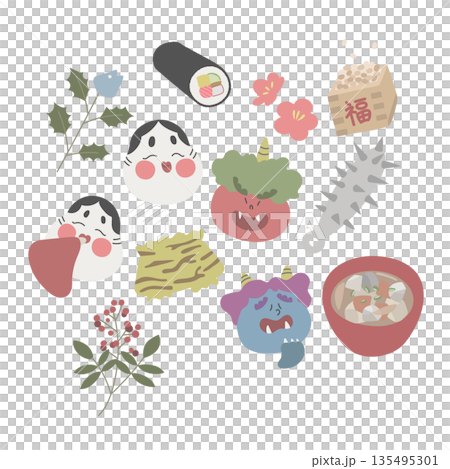 節分手繪插圖集 節分手繪插圖集 135495301