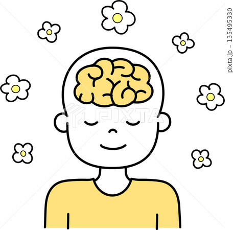 心地良さを感じる脳のイラスト 135495330