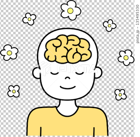心地良さを感じる脳のイラスト 135495330