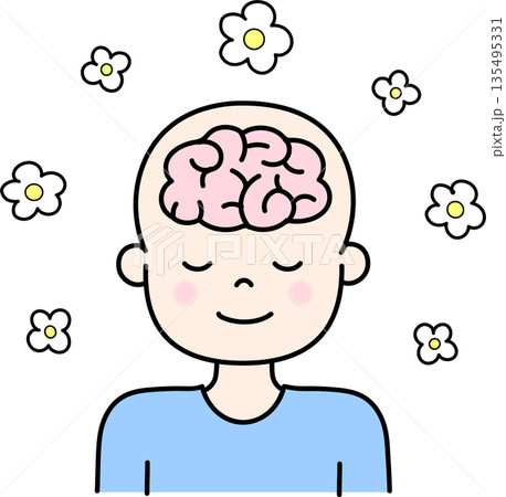 心地良さを感じる脳のイラスト 135495331