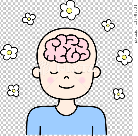 心地良さを感じる脳のイラスト 135495331