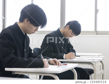 勉強する男子高校生 135495514