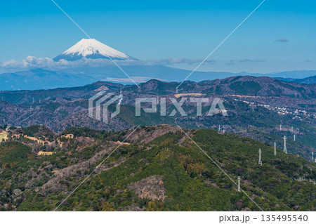 大室山登山リフト 山頂からの富士山【静岡県伊東市】 135495540
