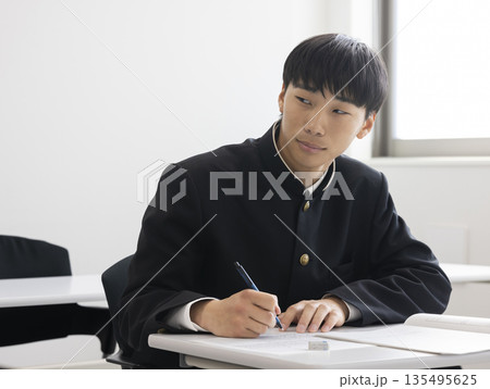 勉強する男子高校生 勉強する男子高校生 135495625