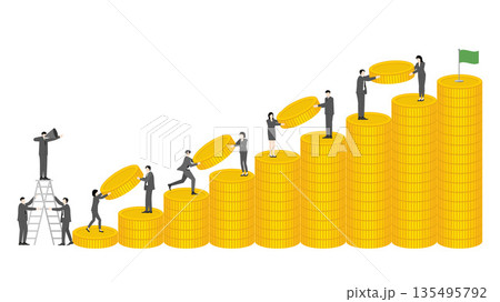 302_Business_Teamwork_Men_Women_Coins_Boss_Goal 302_Business_Teamwork_Men_Women_Coins_Boss_Goal 135495792