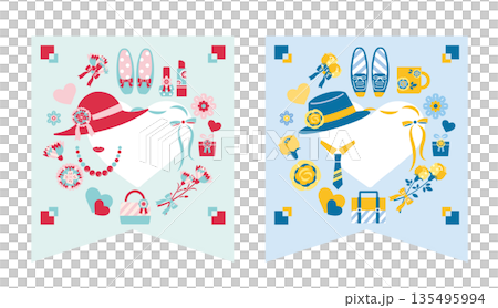 【2026年】母の日・父の日　イラストセット　フラッグ　文字なし 135495994