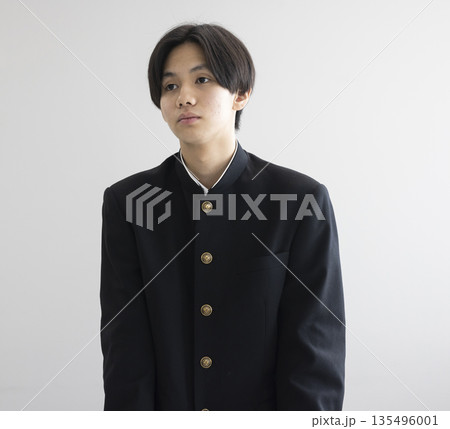 勉強する男子高校生 135496001