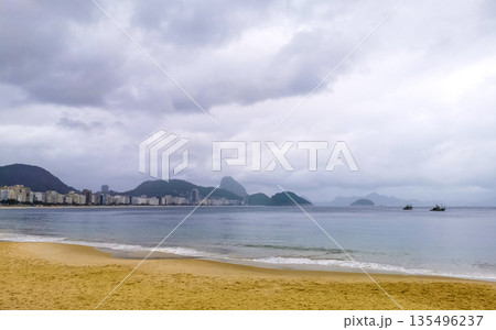 Copacabana Leme Beach Tropical Paradise in Rio de Janeiro Brazil. 135496237