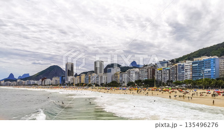 Copacabana Beach Tropical Paradise and City Skyline Rio de Janeiro Brazil. Copacabana Beach Tropical Paradise and City Skyline Rio de Janeiro Brazil. 135496276
