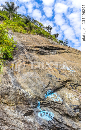 Rio de Janeiro Brazil Mountains Hills Rocks and Blue Sky. 135496295