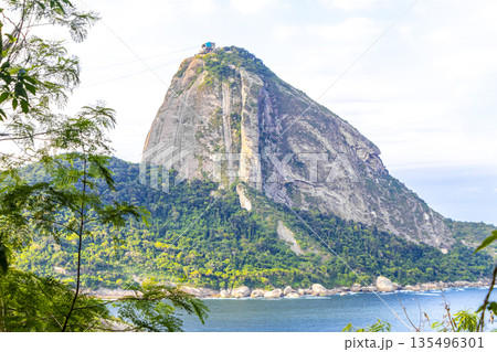 Sugarloaf mountain and sea nature panorama Rio de Janeiro Brazil. Sugarloaf mountain and sea nature panorama Rio de Janeiro Brazil. 135496301
