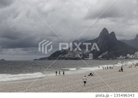 Ipanema Beach Tropical Storm Clouds Panorama Rio de Janeiro Brazil. Ipanema Beach Tropical Storm Clouds Panorama Rio de Janeiro Brazil. 135496343
