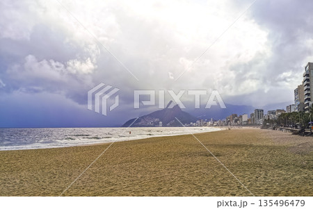 Ipanema Beach Tropical Storm Clouds Panorama Rio de Janeiro Brazil. 135496479