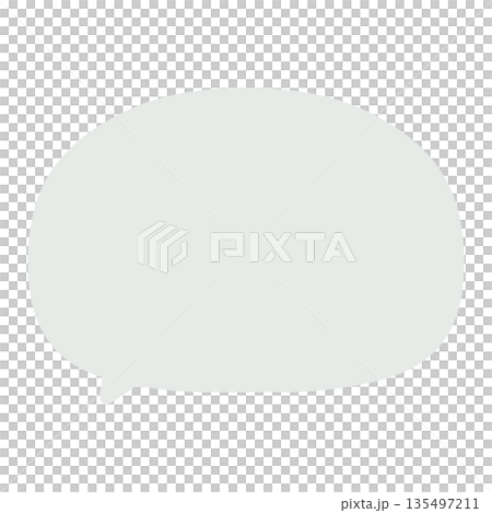 タイトルや説明に使えるシンプルな手描きの吹き出しイラスト くすみグリーン 135497211