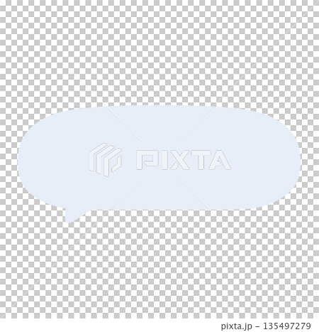 タイトルや説明に使えるシンプルな手描きの吹き出しイラスト くすみブルー 135497279