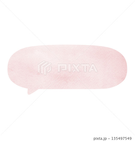 ナチュラルでかわいい水彩吹き出しイラスト素材 くすみピンク 135497549