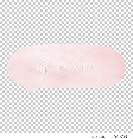 ナチュラルでかわいい水彩吹き出しイラスト素材 くすみピンク 135497549
