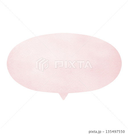 ナチュラルでかわいい水彩吹き出しイラスト素材 くすみピンク 135497550