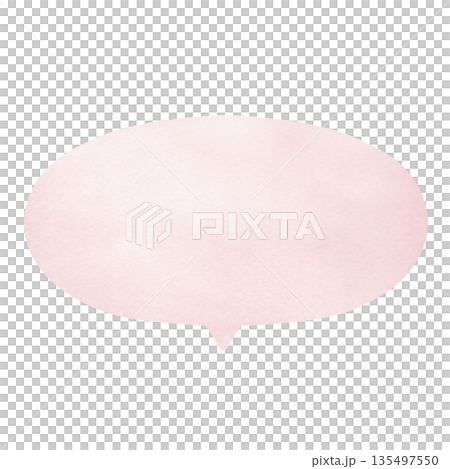 ナチュラルでかわいい水彩吹き出しイラスト素材 くすみピンク 135497550