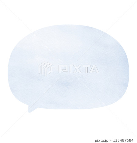 爽やかで使いやすい 水彩の吹き出しイラスト ブルー 135497594
