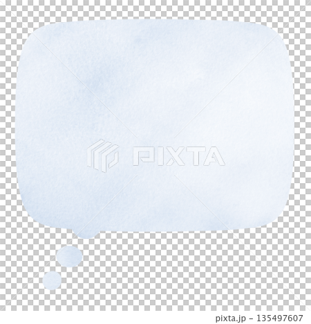 爽やかで使いやすい 水彩の吹き出しイラスト ブルー 135497607