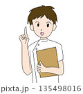指を立てて注意点を伝える男性医療従事者のイラスト 135498016
